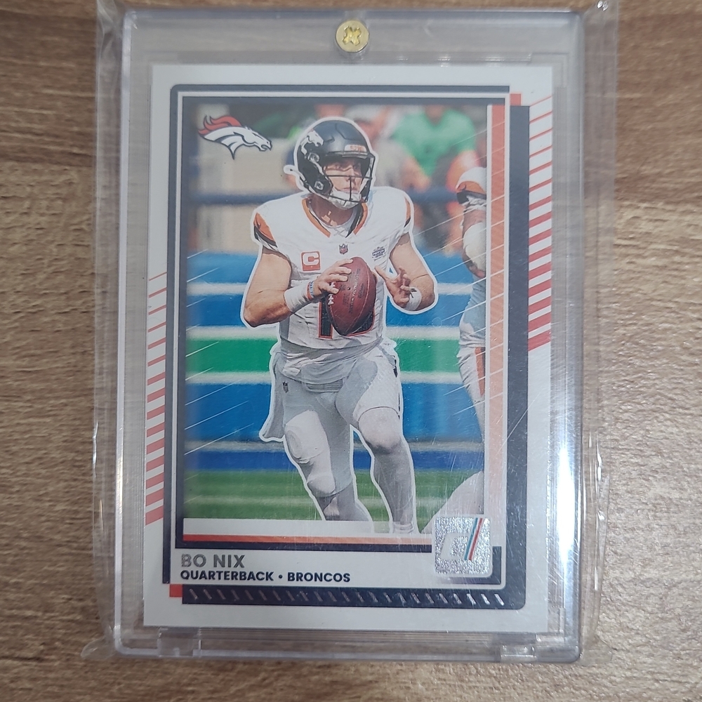 Bo Nix Broncos Football Trading Card - White & Orange
